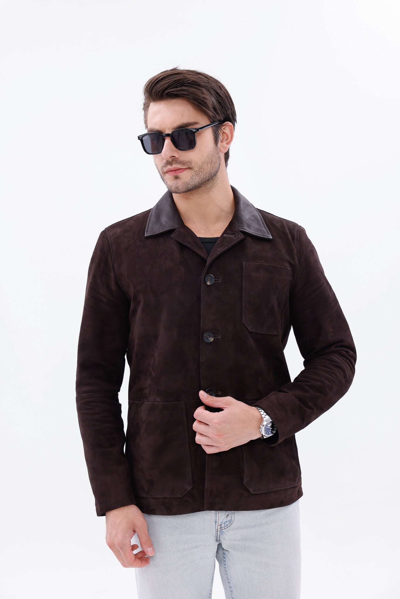 The Matera Suede Brown Leather Jacket