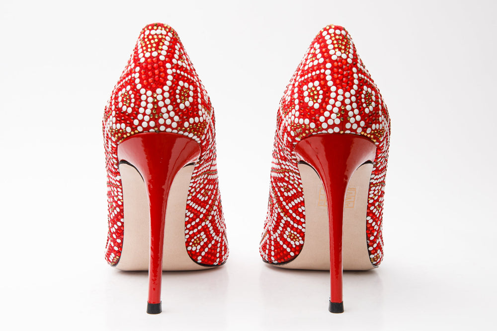 The Nampula Red Glitter Leather Pump Shoe