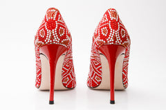 The Nampula Red Glitter Leather Pump Shoe