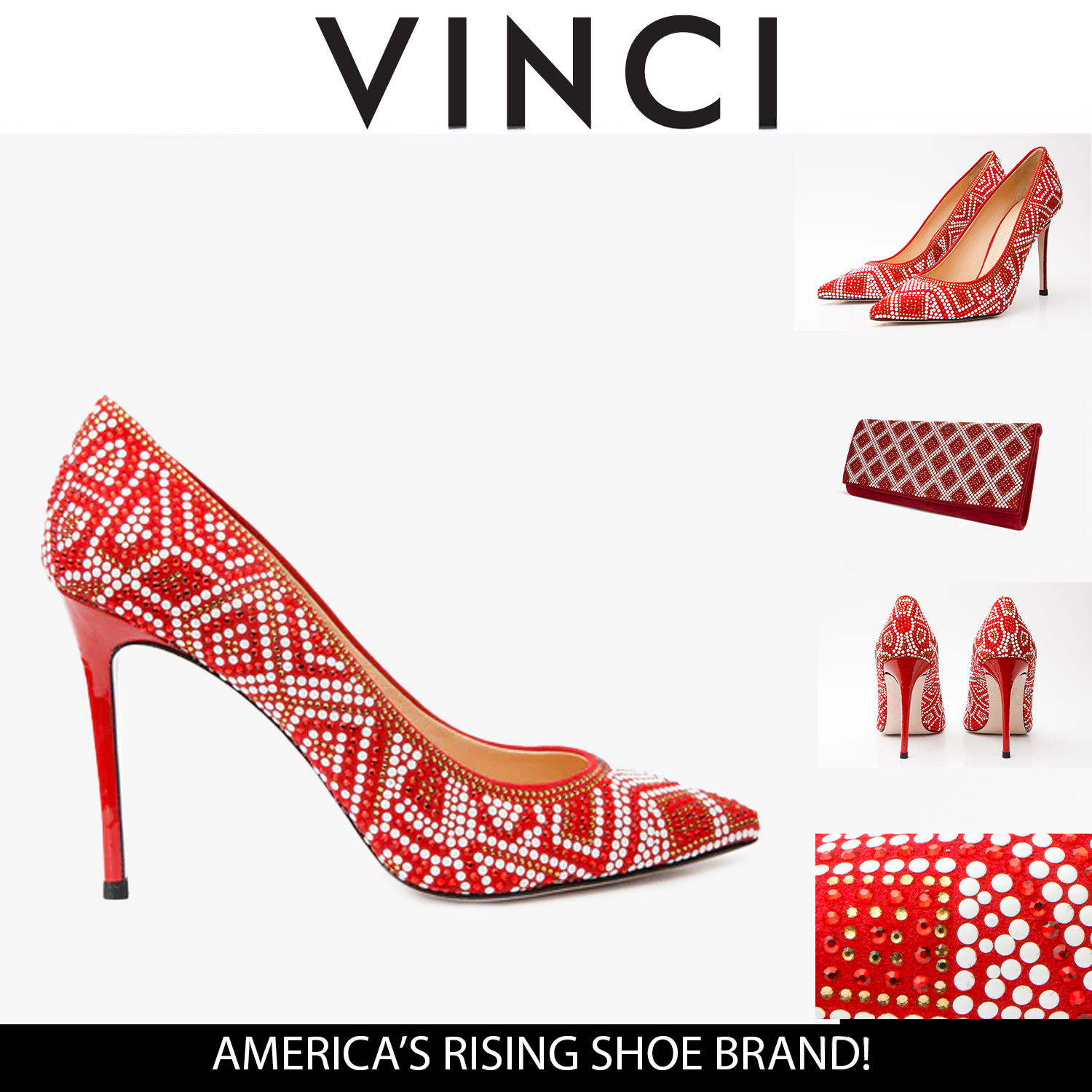 The Nampula Red Glitter Leather Pump Shoe