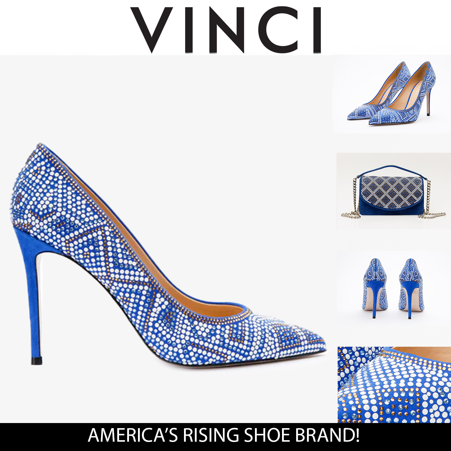 The Nampula Sax Blue Glitter Leather Pump Shoe
