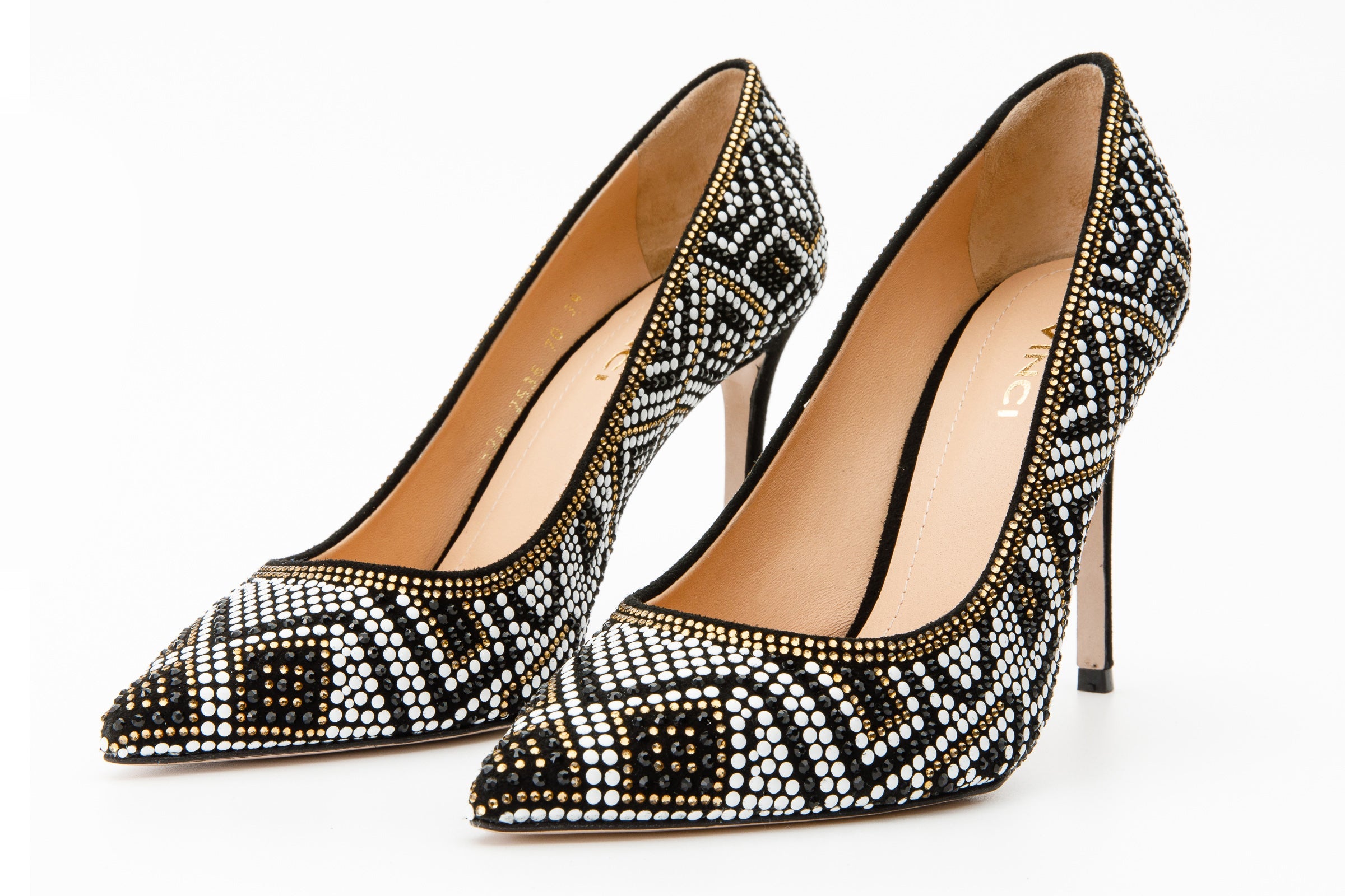 The Nampula Black Glitter Leather Pump Shoe