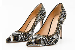 The Nampula Black Glitter Leather Pump Shoe