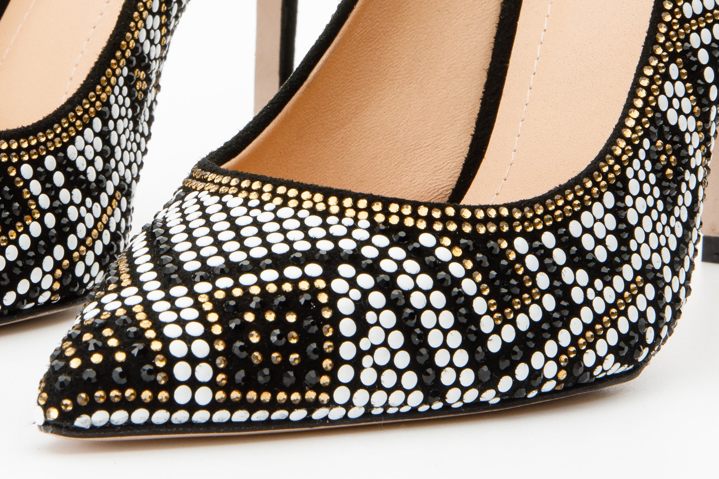 The Nampula Black Glitter Leather Pump Shoe