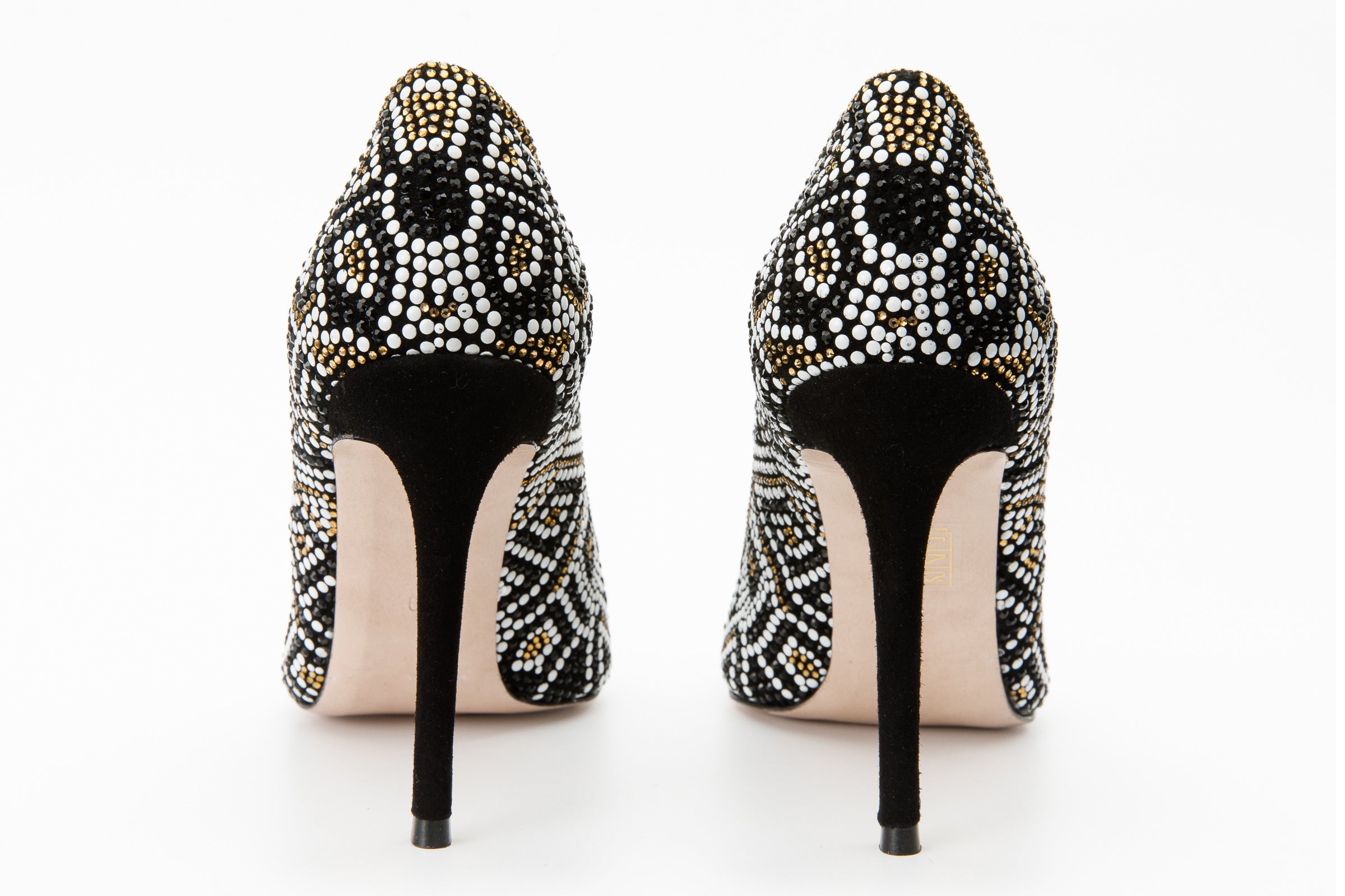 The Nampula Black Glitter Leather Pump Shoe