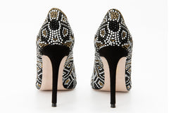 The Nampula Black Glitter Leather Pump Shoe