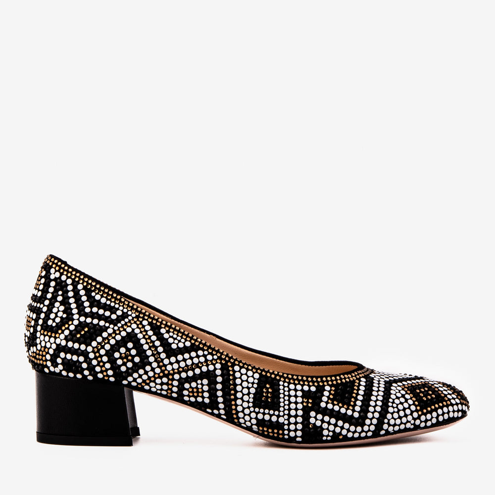 Nampula Crystal-Embellished Black Leather Pump
