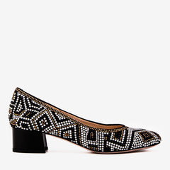 Nampula Crystal-Embellished Black Leather Pump