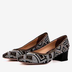 Nampula Crystal-Embellished Black Leather Pump
