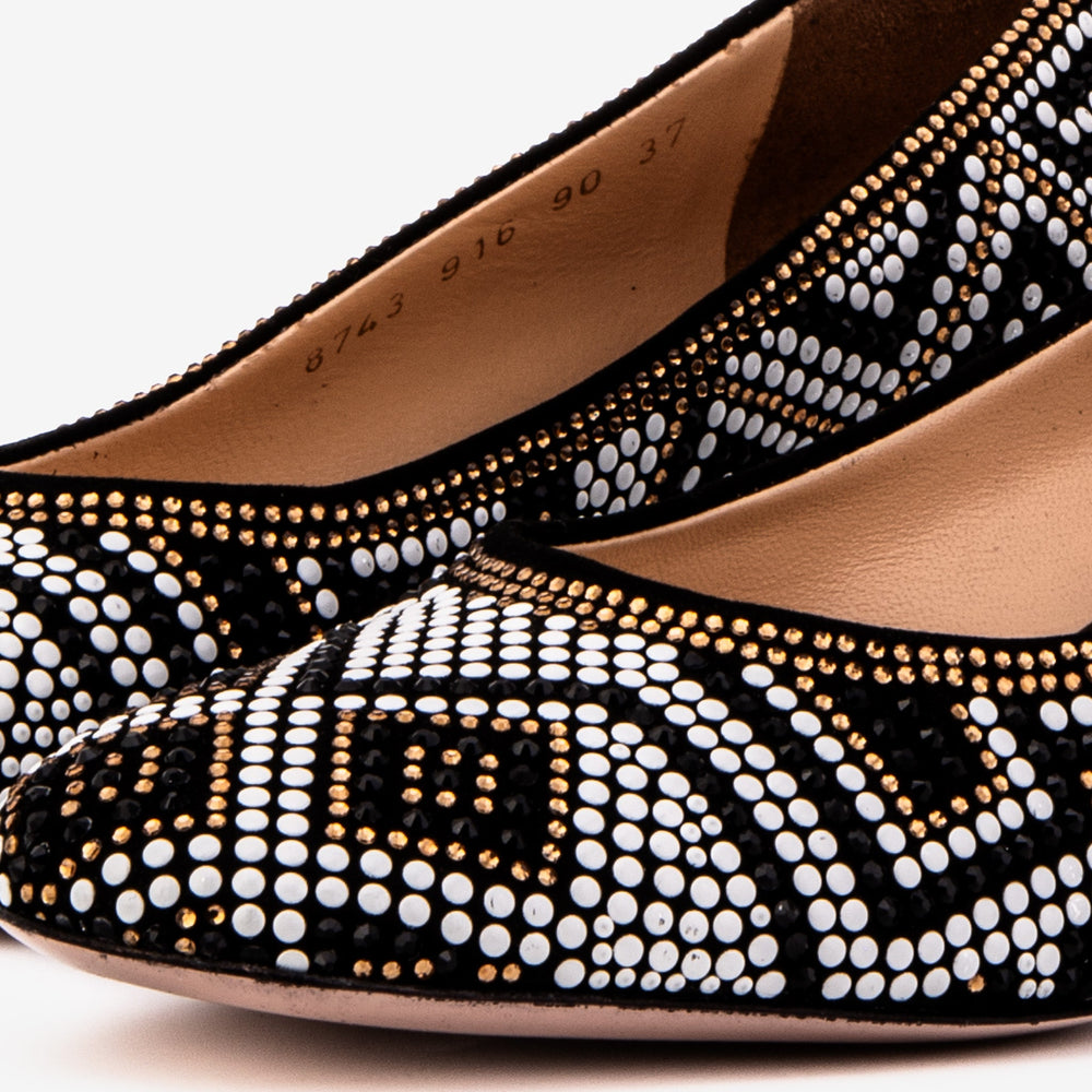 Nampula Crystal-Embellished Black Leather Pump