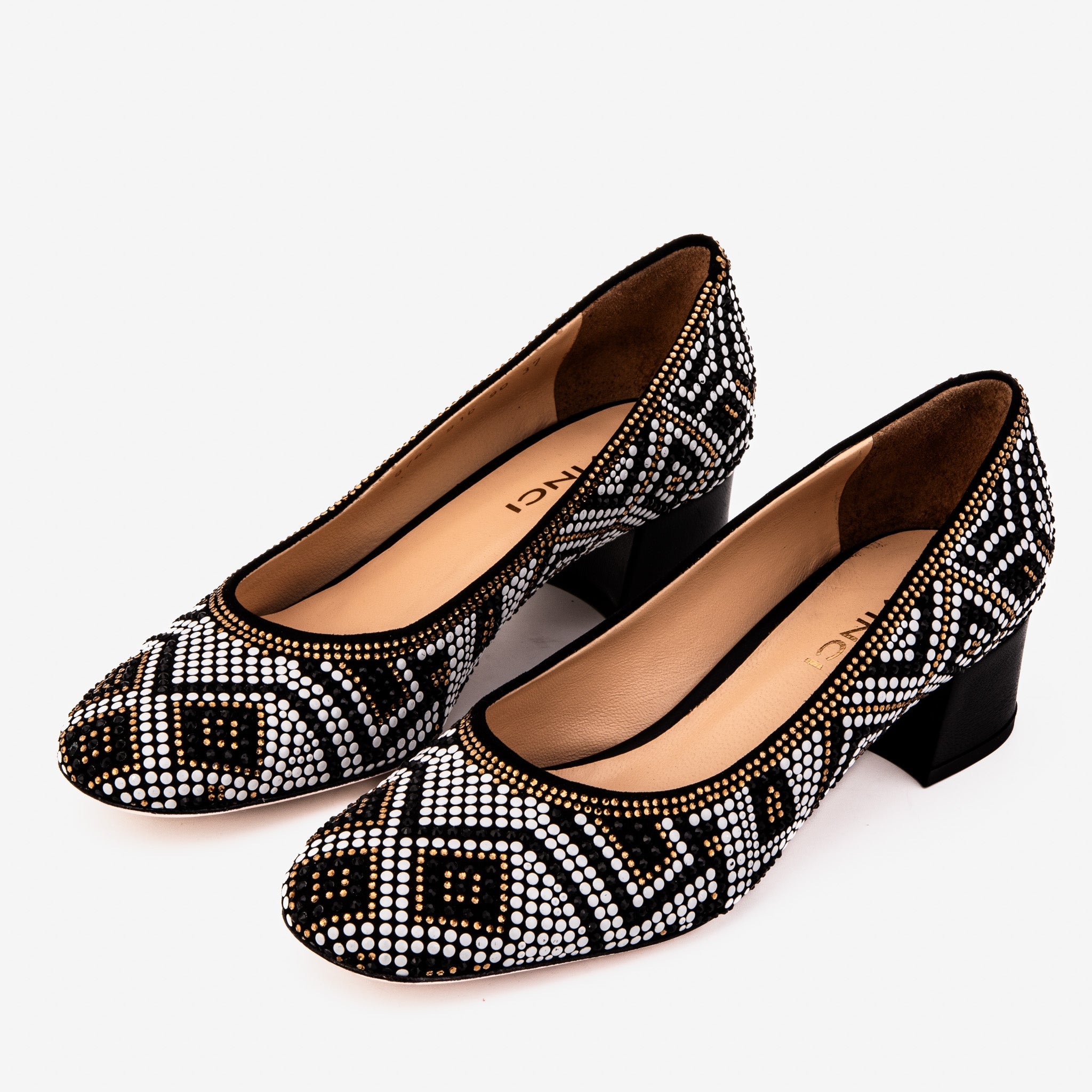 Nampula Crystal-Embellished Black Leather Pump