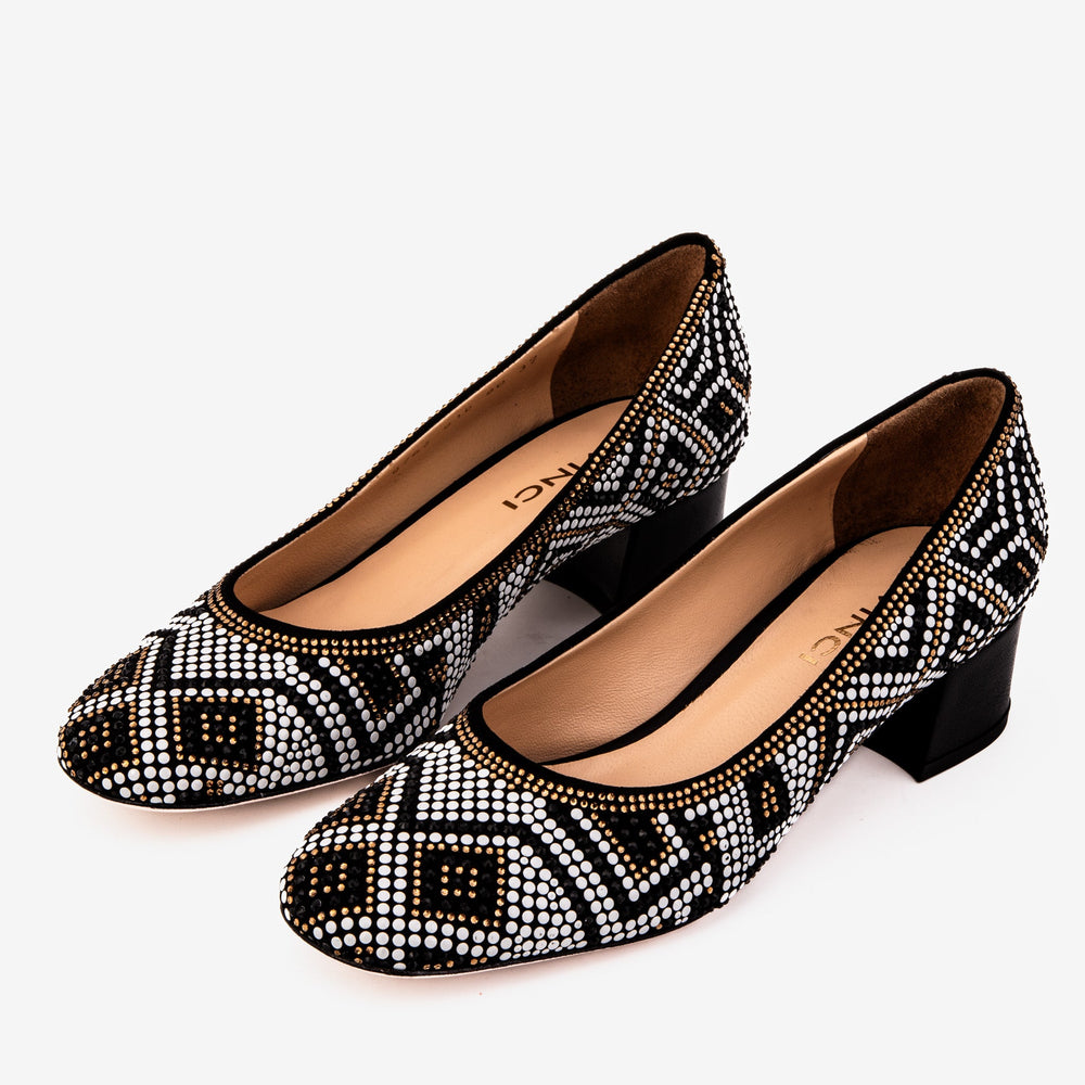 Nampula Crystal-Embellished Black Leather Pump