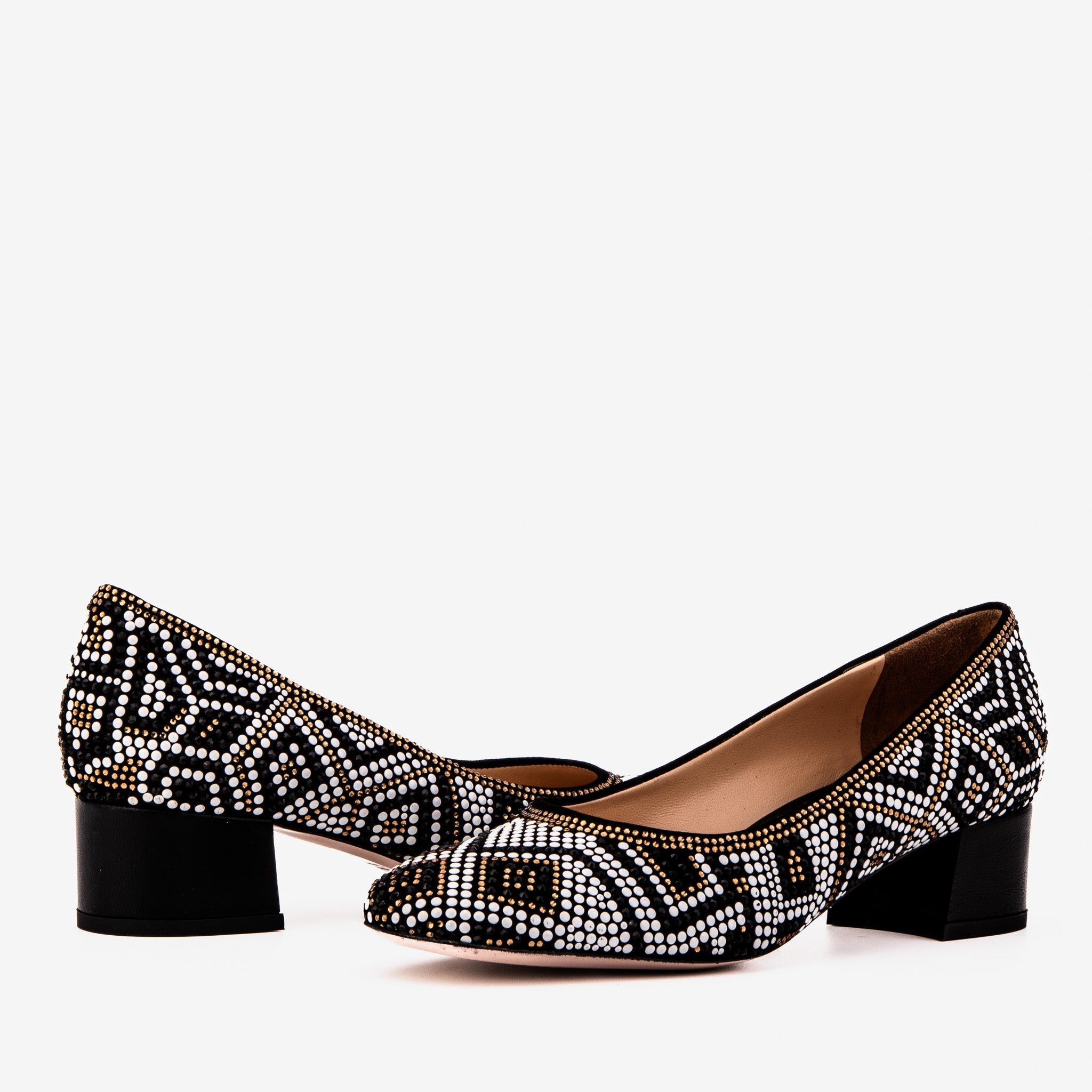 Nampula Crystal-Embellished Black Leather Pump