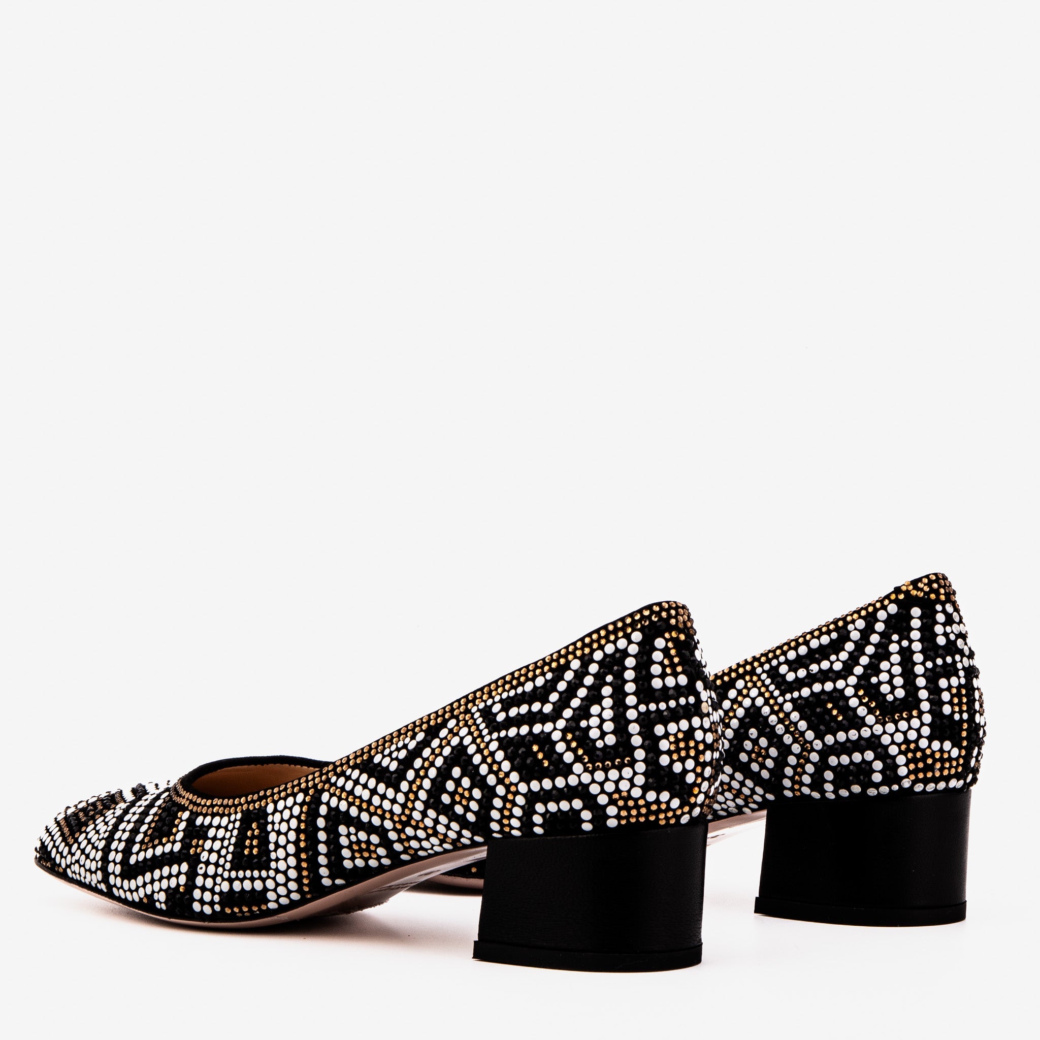 Nampula Crystal-Embellished Black Leather Pump