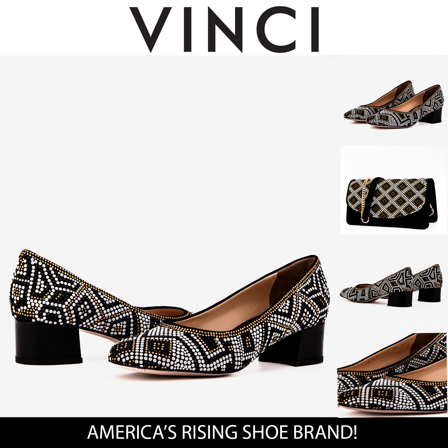 Nampula Crystal-Embellished Black Leather Pump