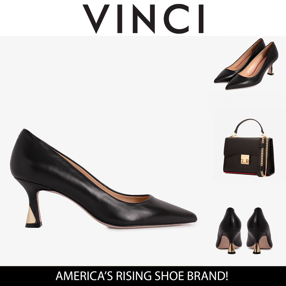 The Brunello Black Leather Pump Shoe