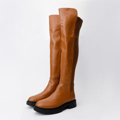 The  Harmony Belle Tan Leather Knee High Boot