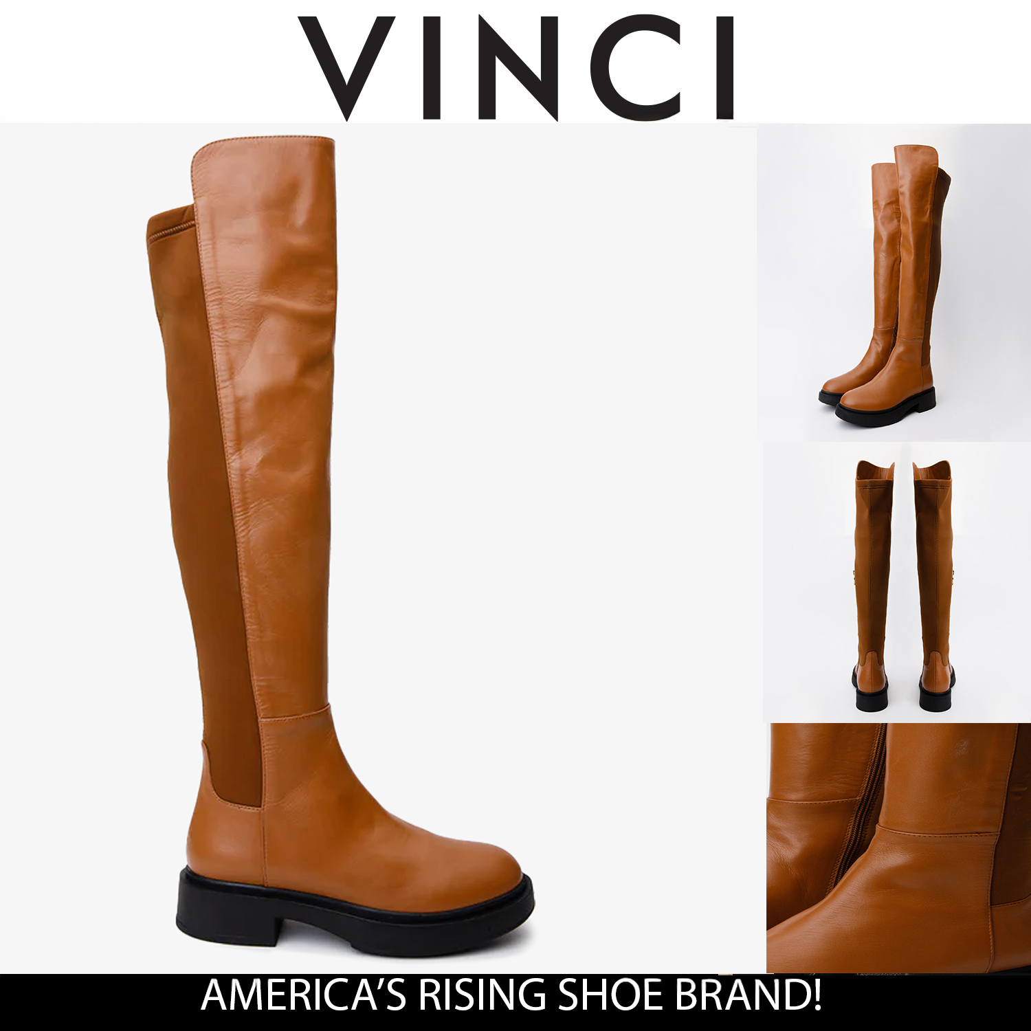 The  Harmony Belle Tan Leather Knee High Boot