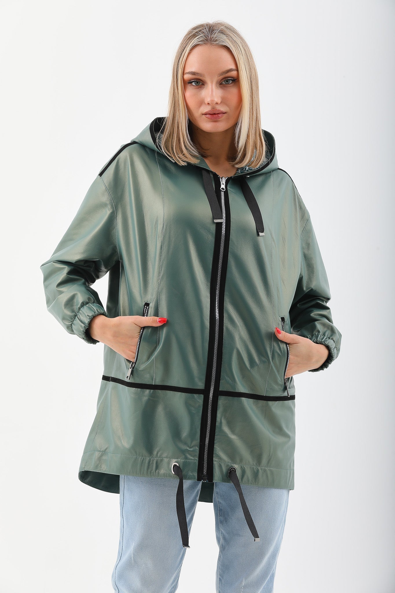 The Sage Olive Green Leather Jacket
