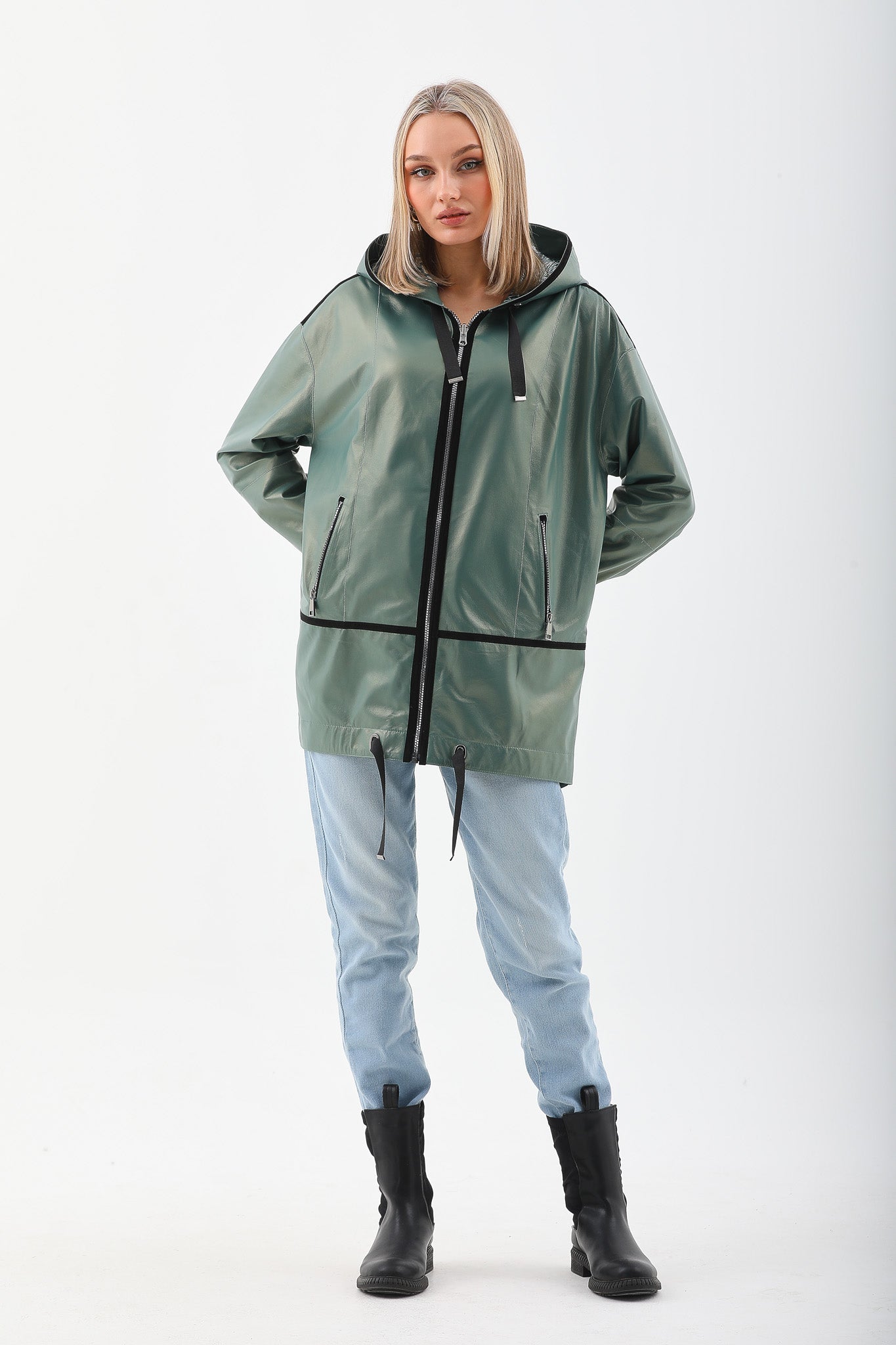 The Sage Olive Green Leather Jacket