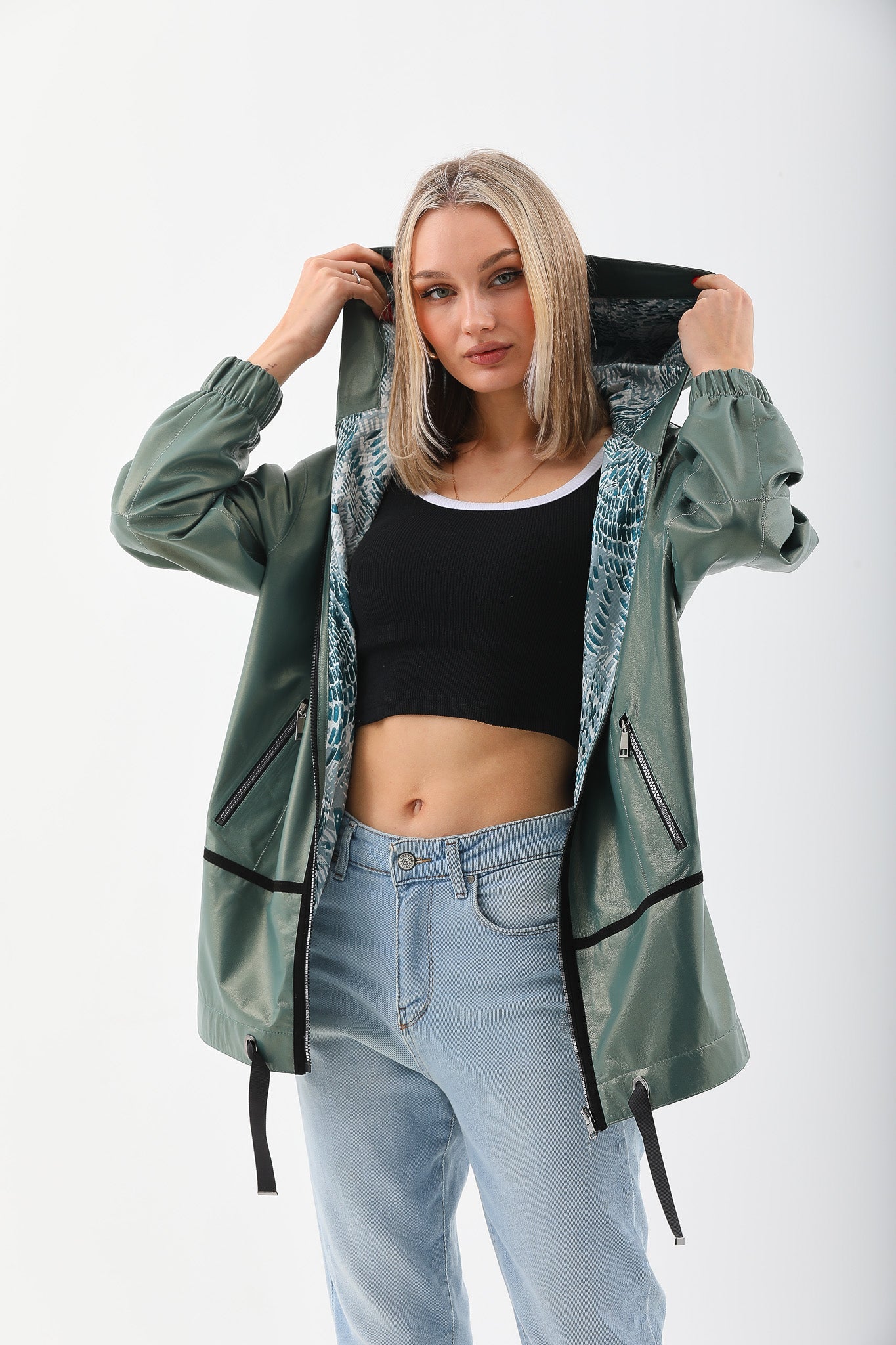 The Sage Olive Green Leather Jacket