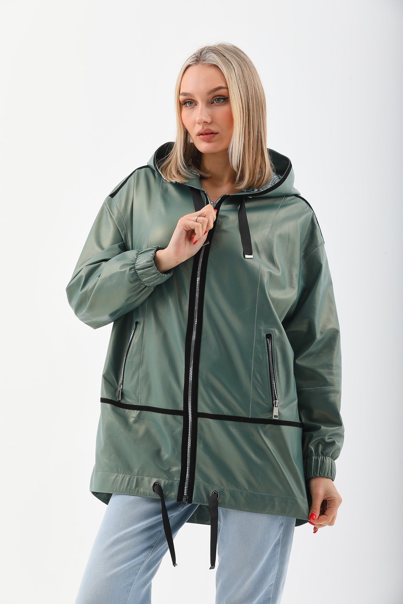 The Sage Olive Green Leather Jacket