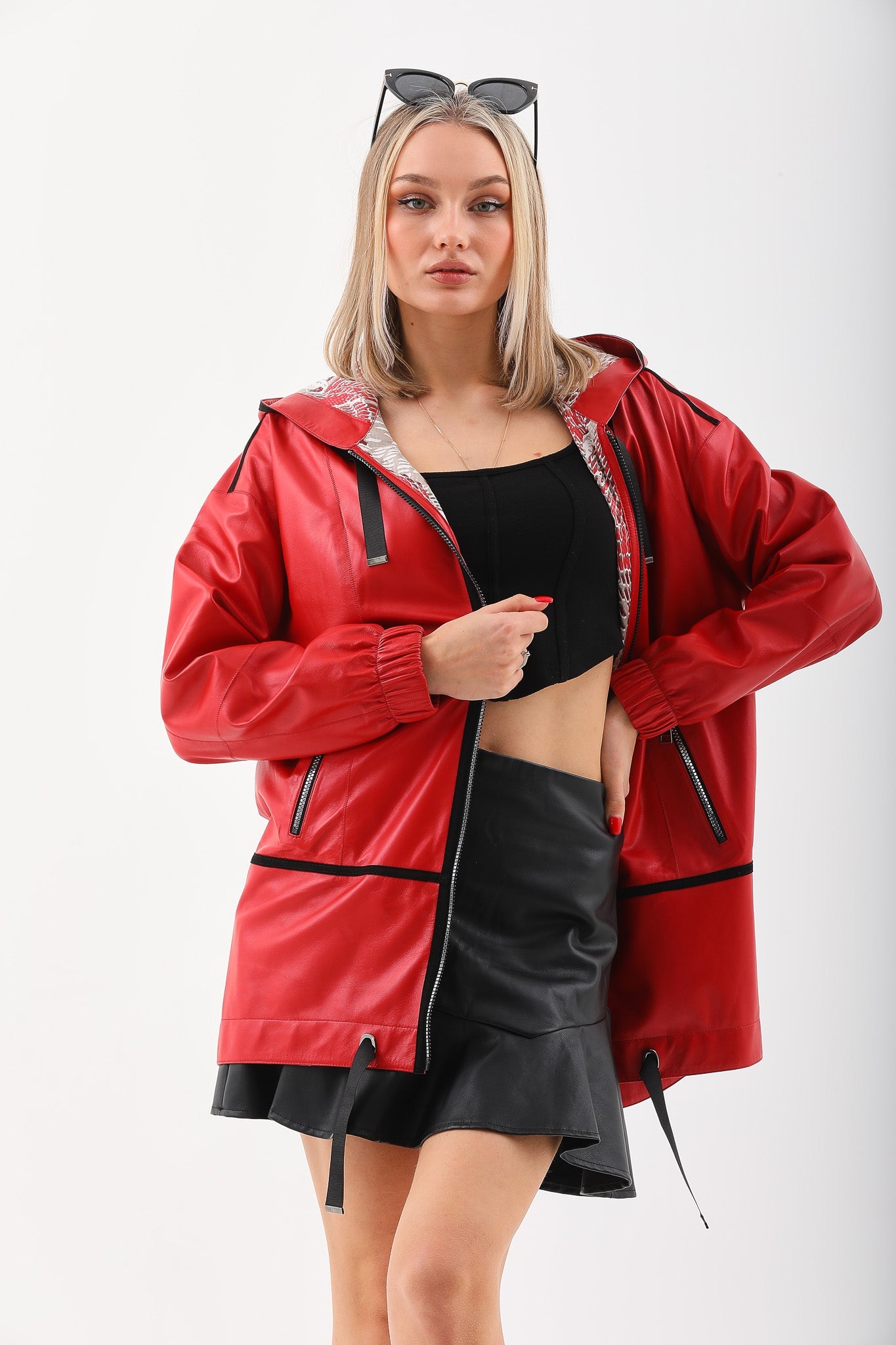 The Vega Red Reversible Leather Jacket