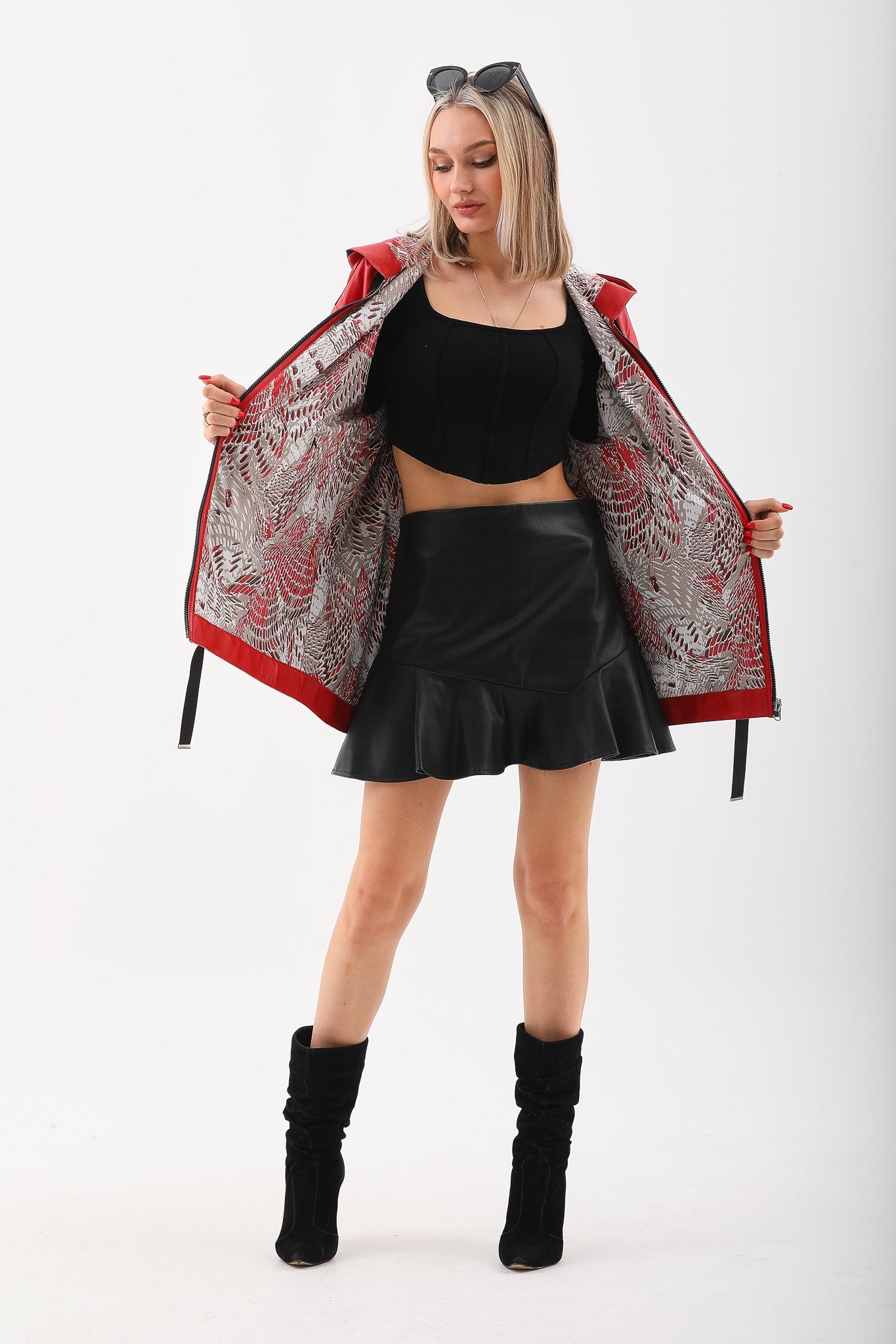 The Vega Red Reversible Leather Jacket