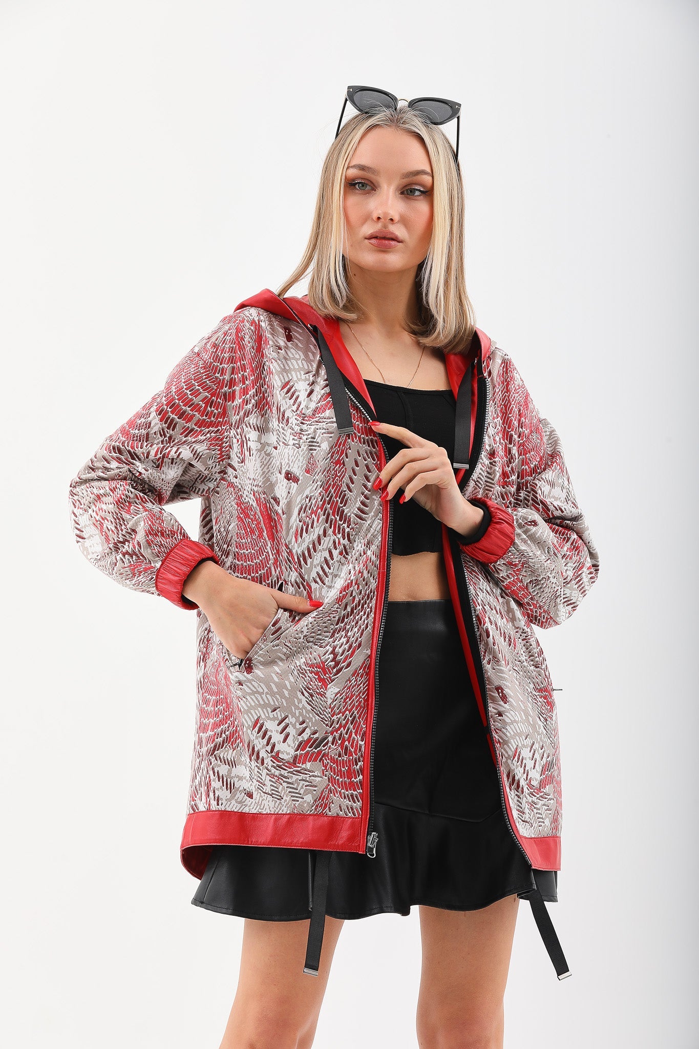 The Vega Red Reversible Leather Jacket