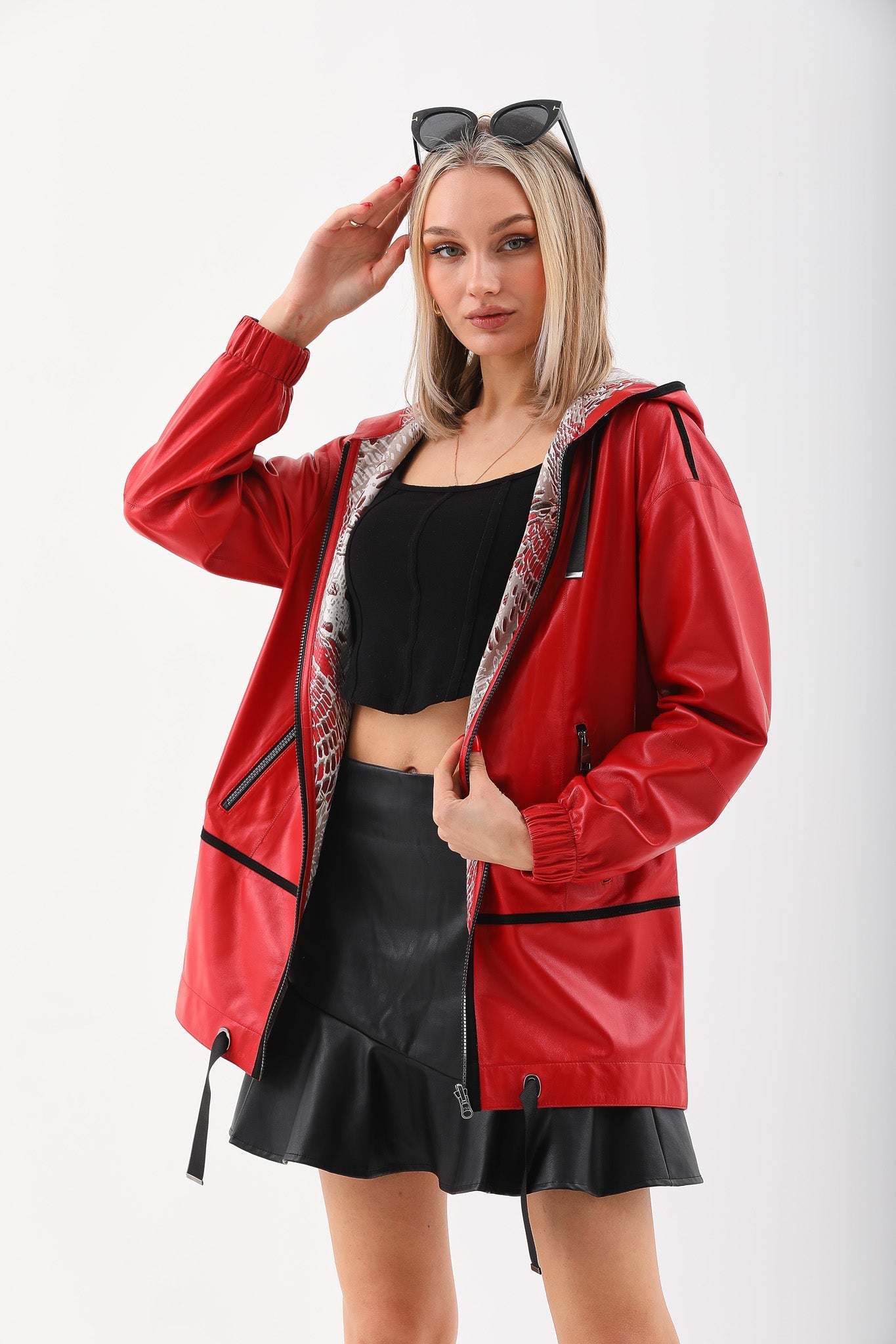 The Vega Red Reversible Leather Jacket