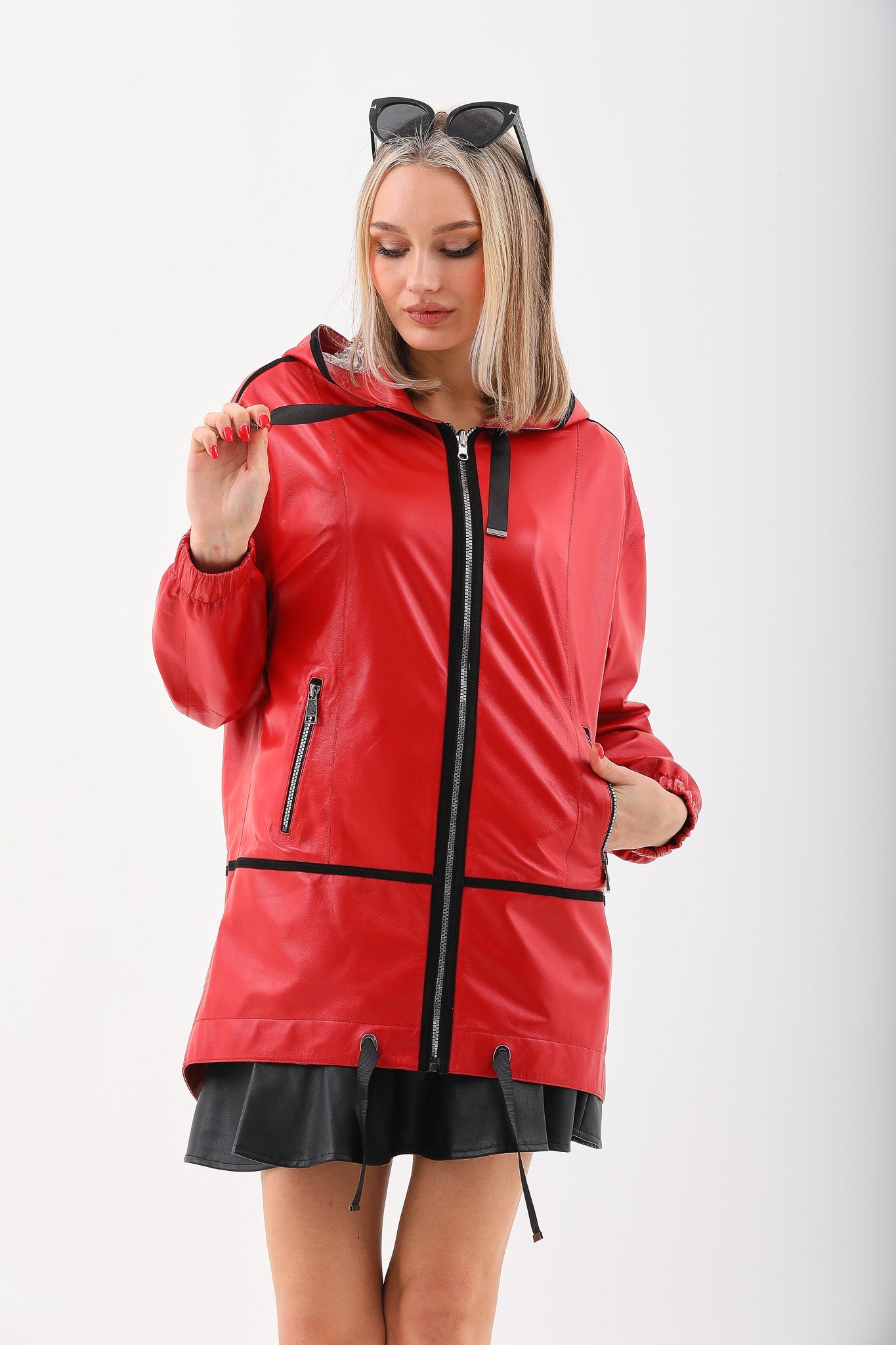 The Vega Red Reversible Leather Jacket