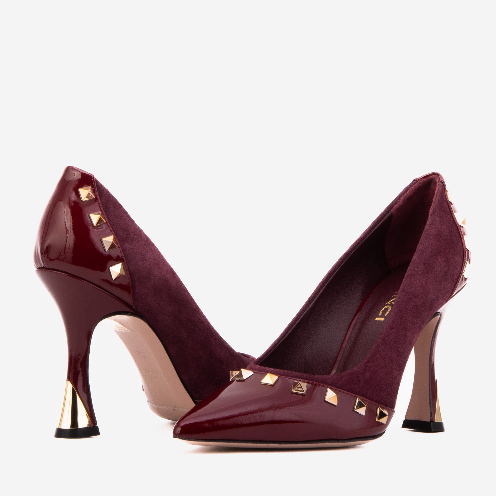 The Bella Vita Studded Burgundy Leather Pump Shoe