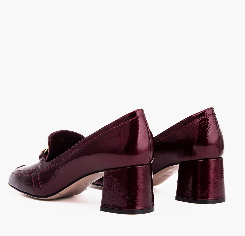 The Victoria Burgundy Leather Block Heel Pump Shoe