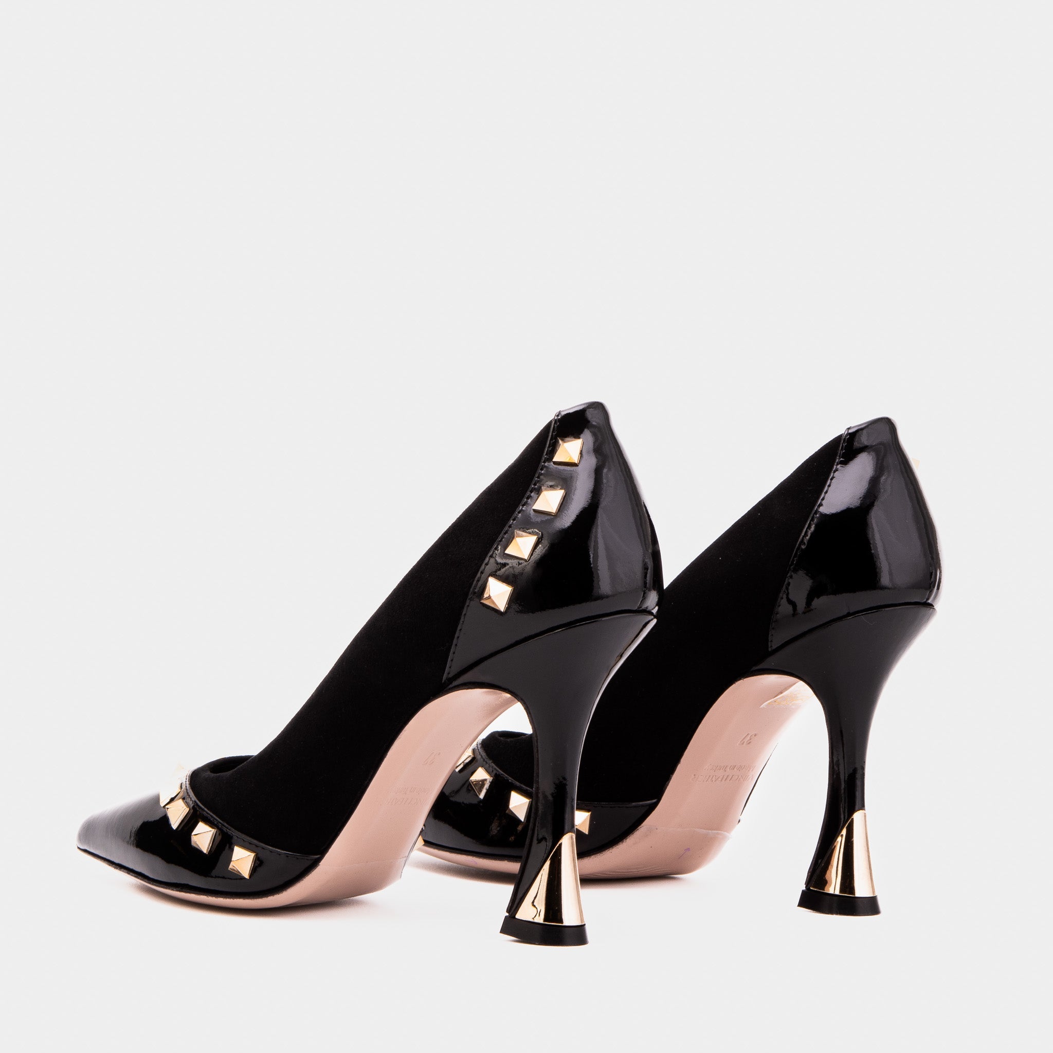 The Bella Vita Studded Black Leather Pump Shoe