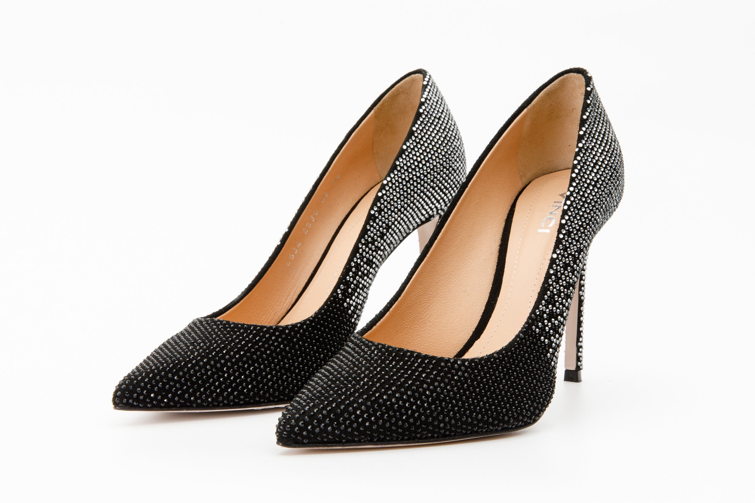 The Bago Black Silver Glitter Leather Pump Shoe