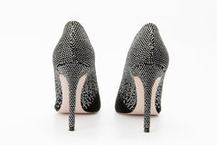 The Bago Black Silver Glitter Leather Pump Shoe