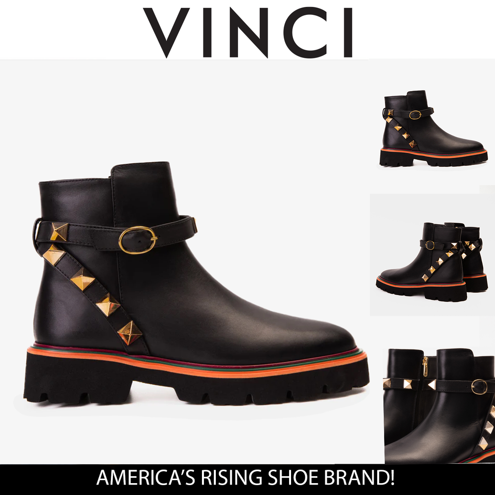 The Prag Black Leather Ankle Boot