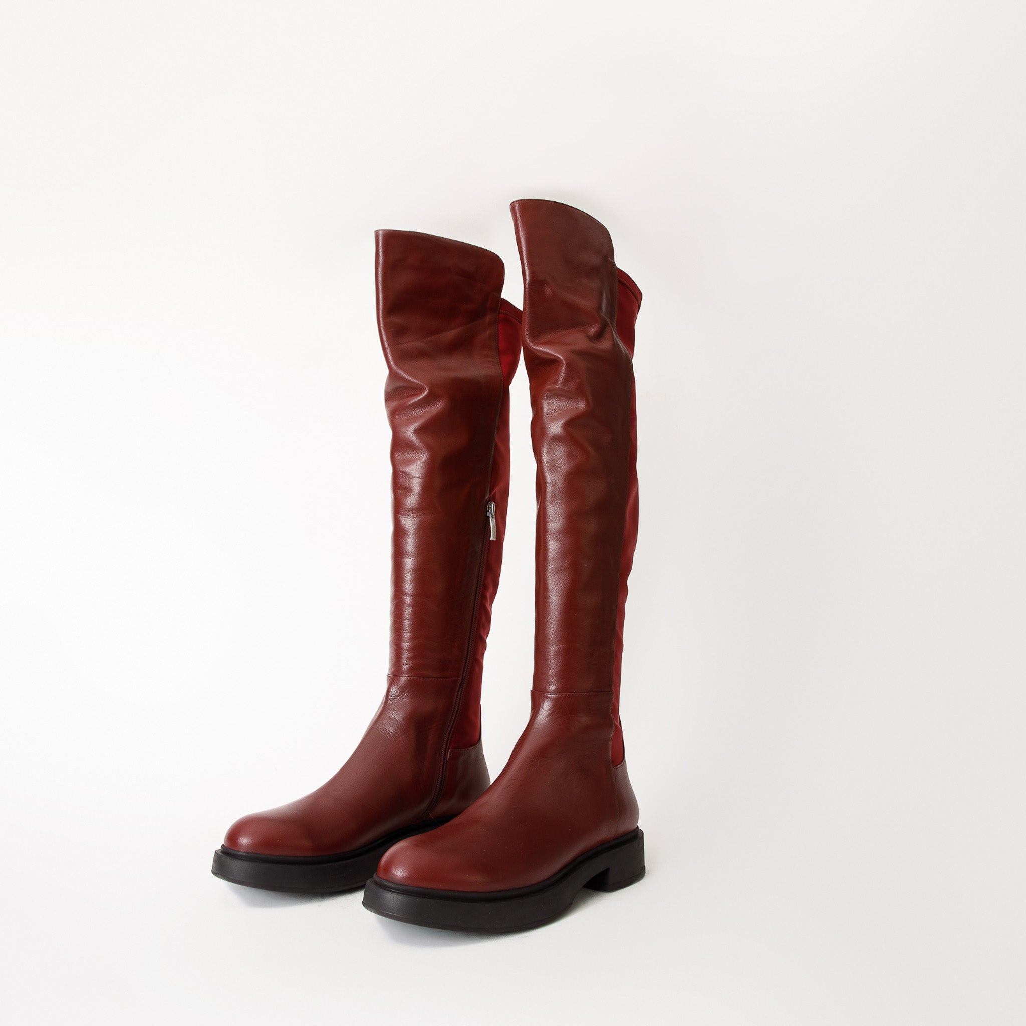 The  Harmony Belle Burgundy Leather Knee High Boot