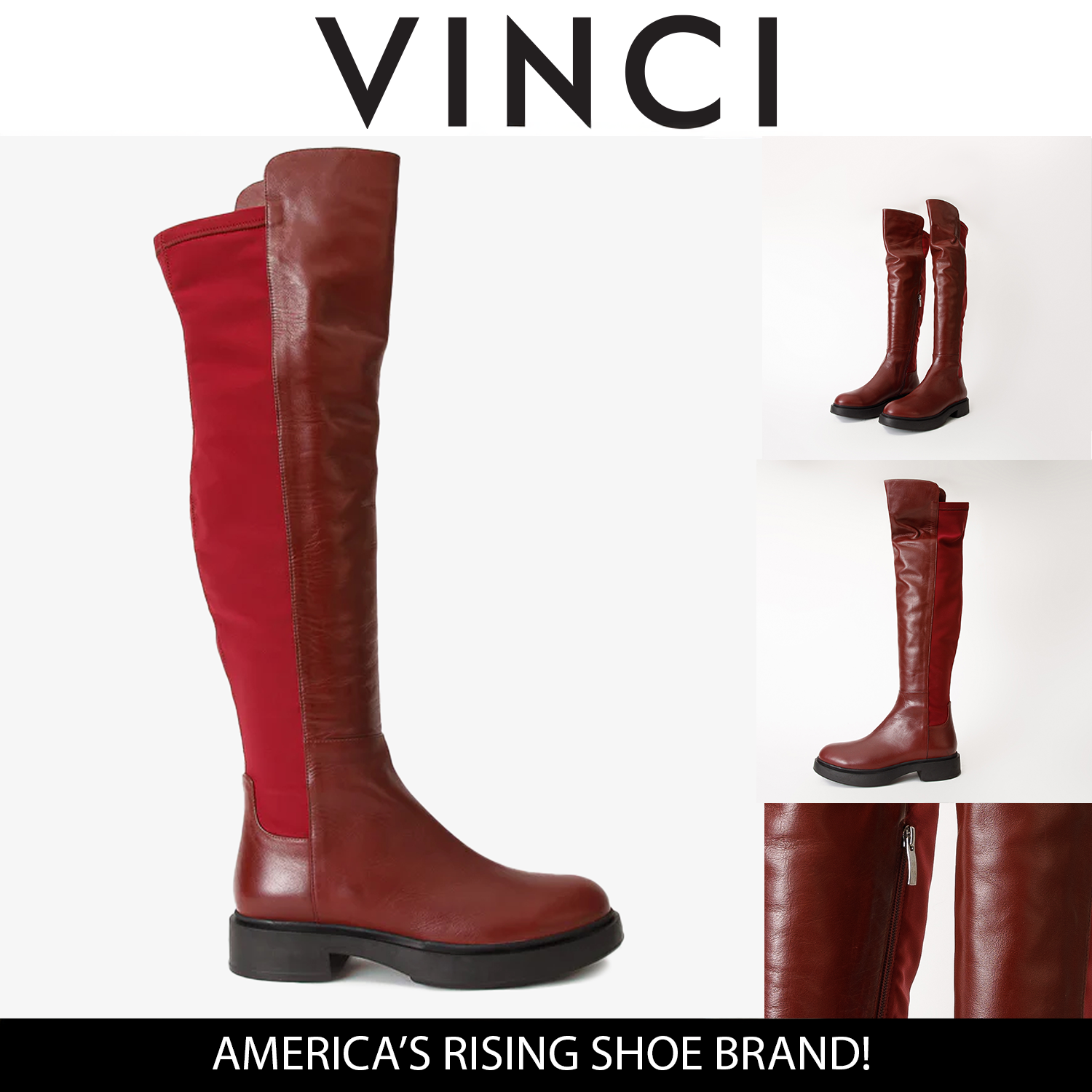The  Harmony Belle Burgundy Leather Knee High Boot