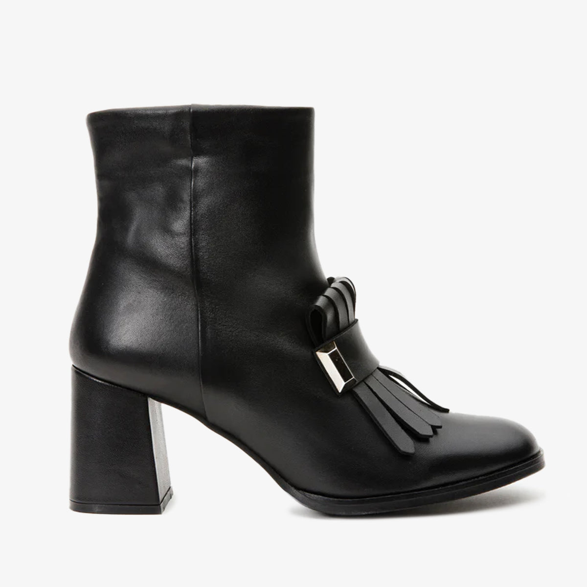 The Luksor Black Leather Block Heel Boot