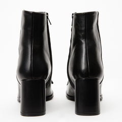 The Luksor Black Leather Block Heel Boot