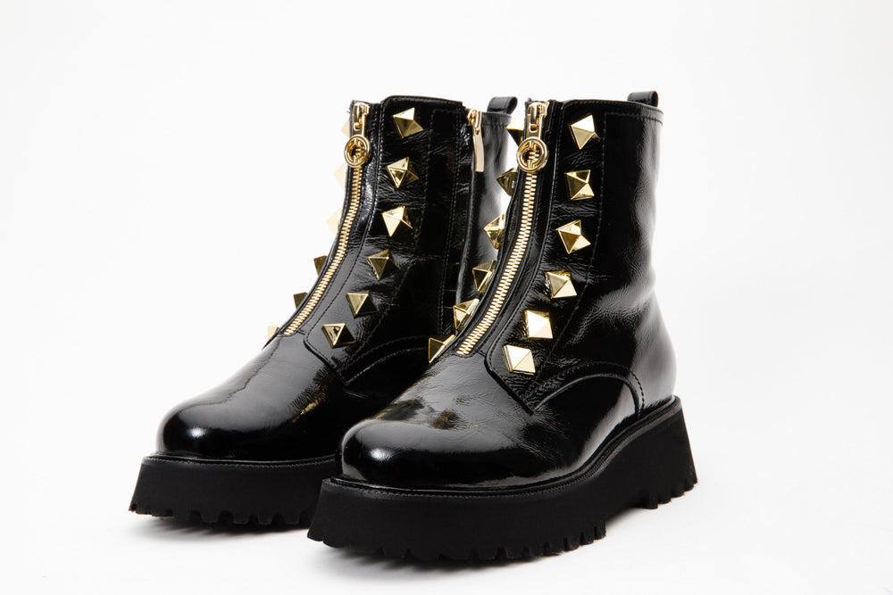 The Ottawa Black Patent Leather Ankle Boot
