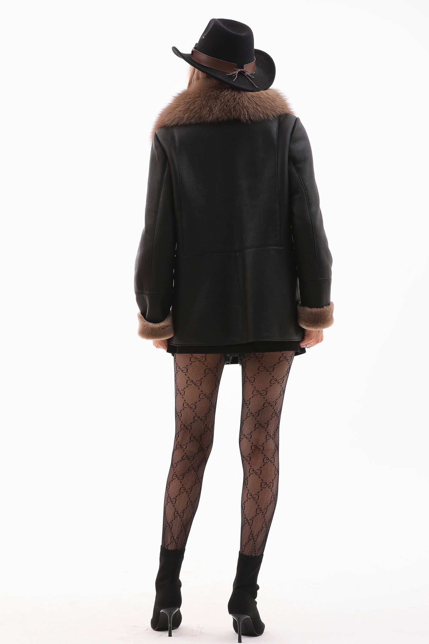 The Duchess Shearling Black Brown Leather Jacket