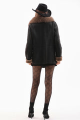 The Duchess Shearling Black Brown Leather Jacket