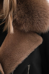 The Duchess Shearling Black Brown Leather Jacket