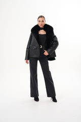 The Duchess Shearling Black Leather Jacket