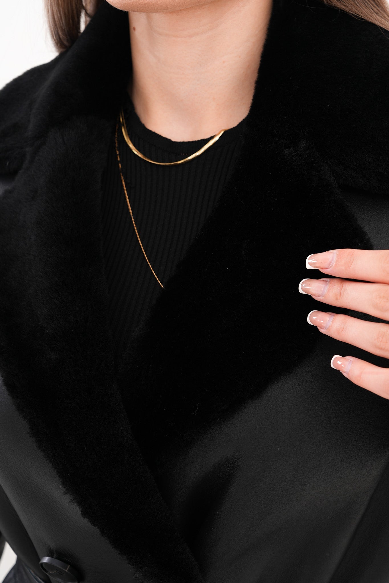 The Raven Long Shearling Black Leather Leather Jacket