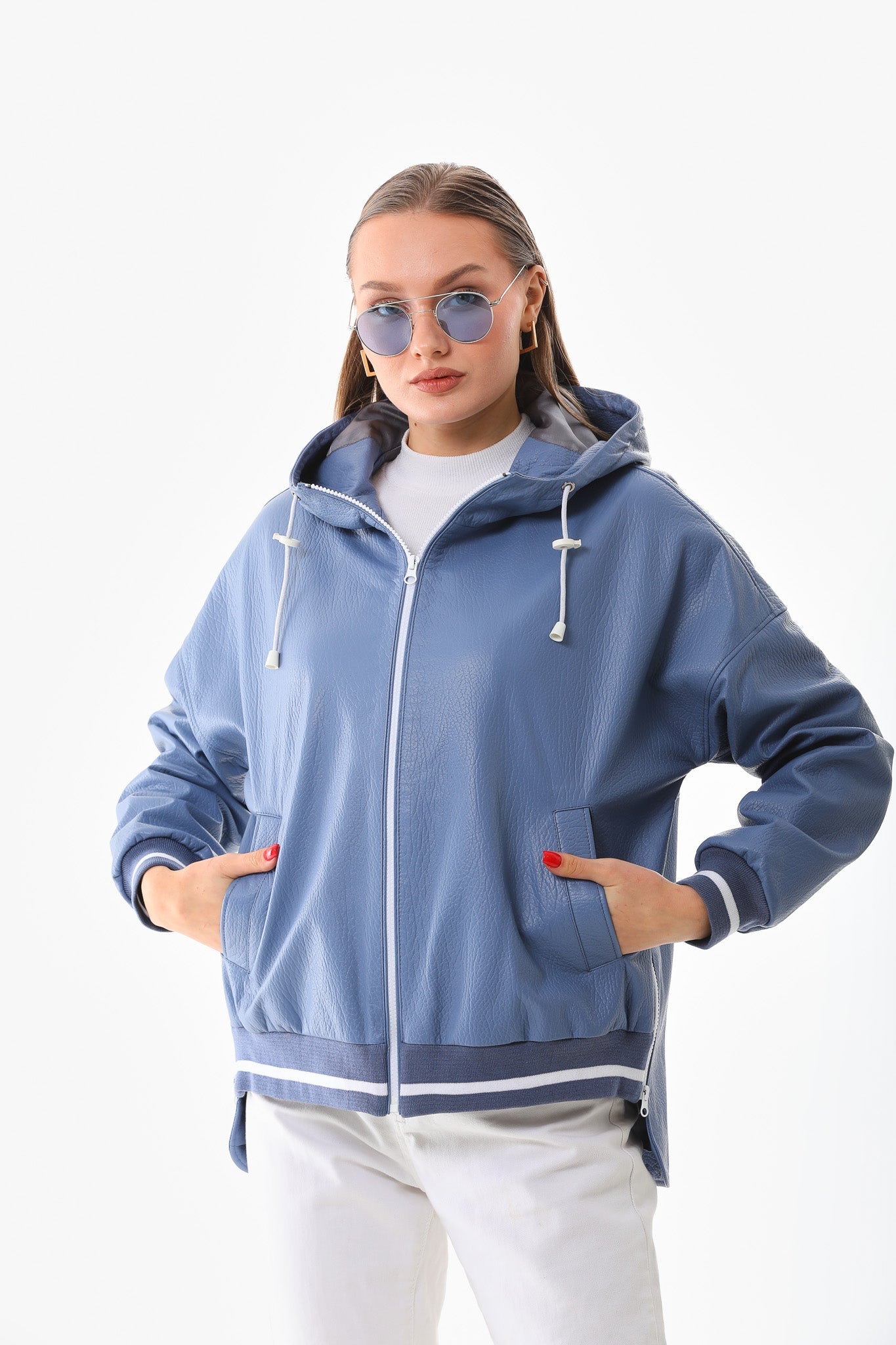 The Polar Blue Leather Jacket