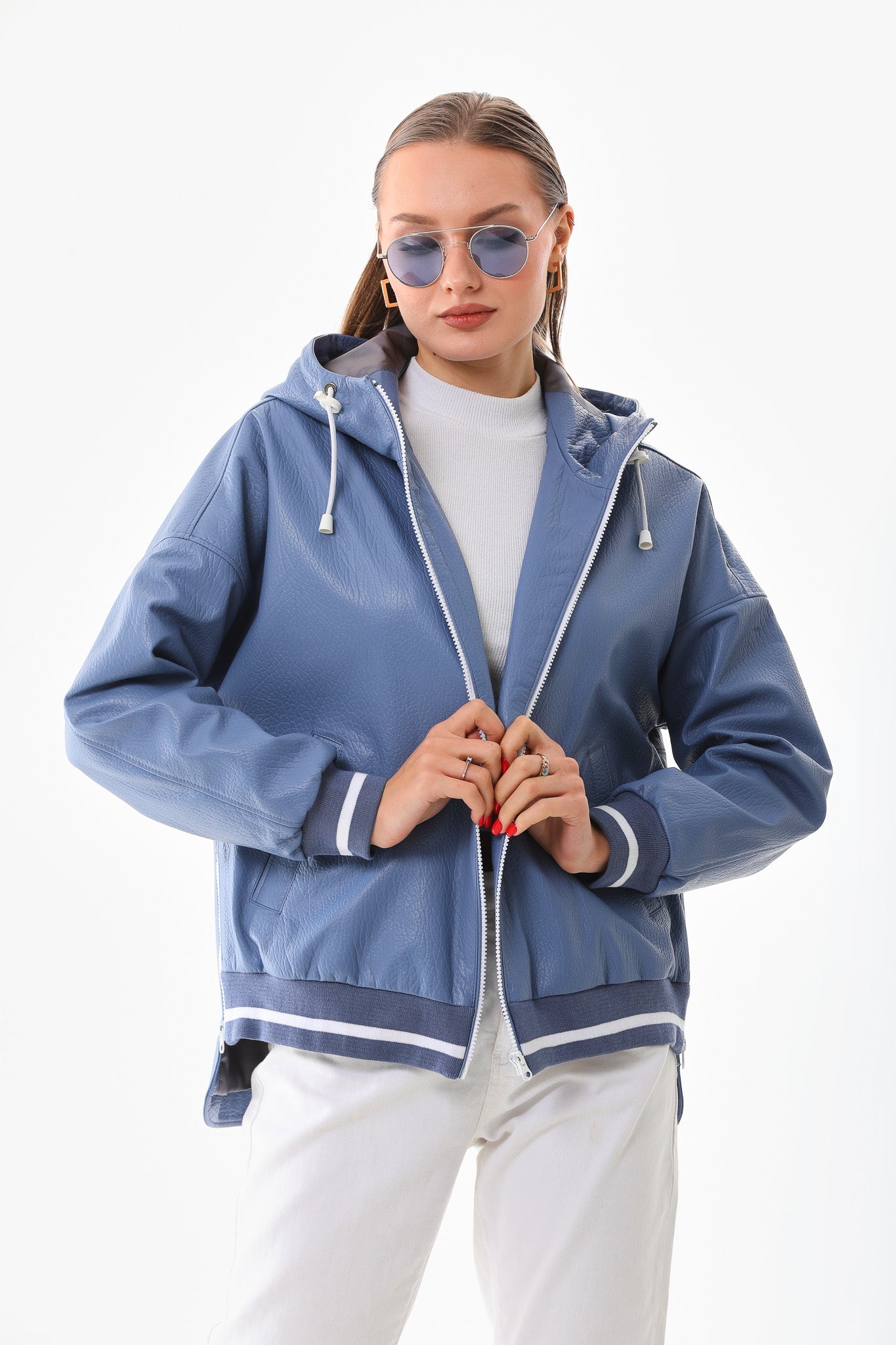The Polar Blue Leather Jacket