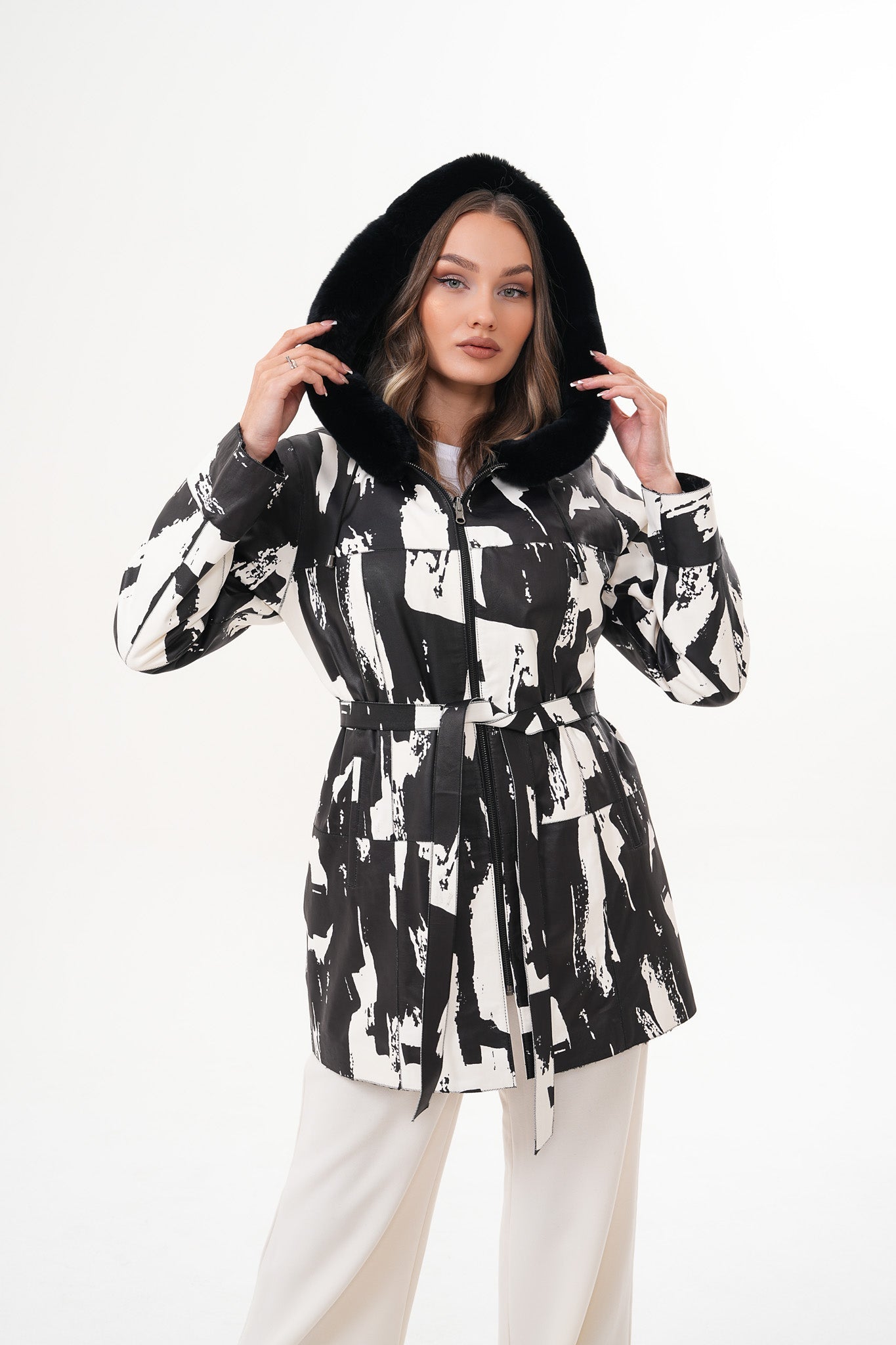 The Prisma Black White Leather Jacket
